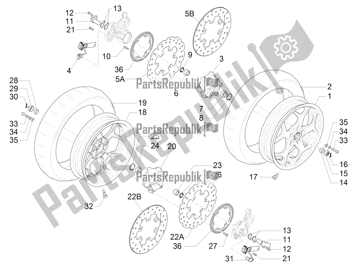 Order front wheel spareparts for the Piaggio MP3 500 Maxi Sport